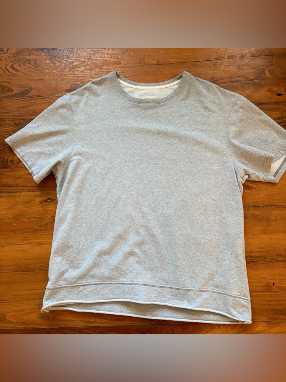 Current/Elliott The Short Sleeve Stadium Sweatshirt Gray Oversized XL Distressed
